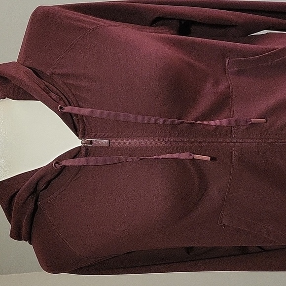 Yogalicious Lux Long Sleeve Full Zip Maroon Hooded Pockets Sweatshirt - Size M - Picture 5 of 7